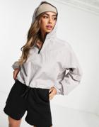 Asos Design Nylon Cropped Rain Jacket In Gray