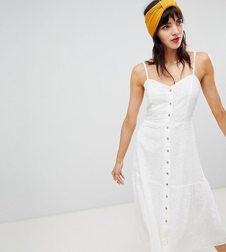 Mango Knot Back Broderie Sundress In White