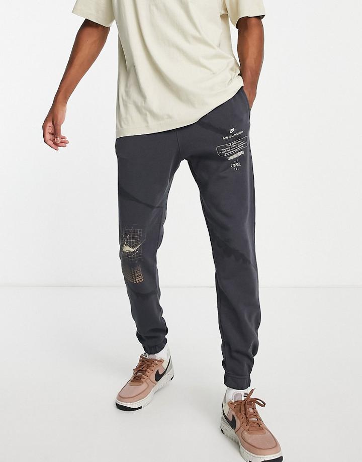Nike Physical Enlightenment Pack Overdyed Casual Fit Cuffed Sweatpants In Dark Gray
