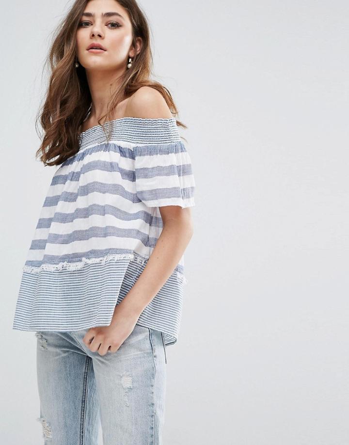 Miss Selfridge Stripe Bardot Top - Multi