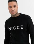 Nicce Crew Neck Sweater In Black With Logo