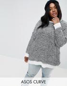 Asos Curve Oversized Sweater In Twisted Yarn - Gray