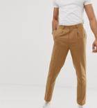 Asos Design Tall Tapered Smart Pants In Textured Camel-beige