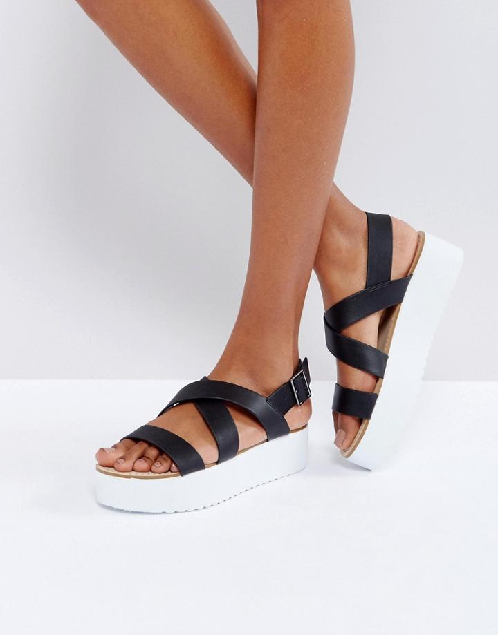 Mango Flatform Sandal With Strap Detail - Black