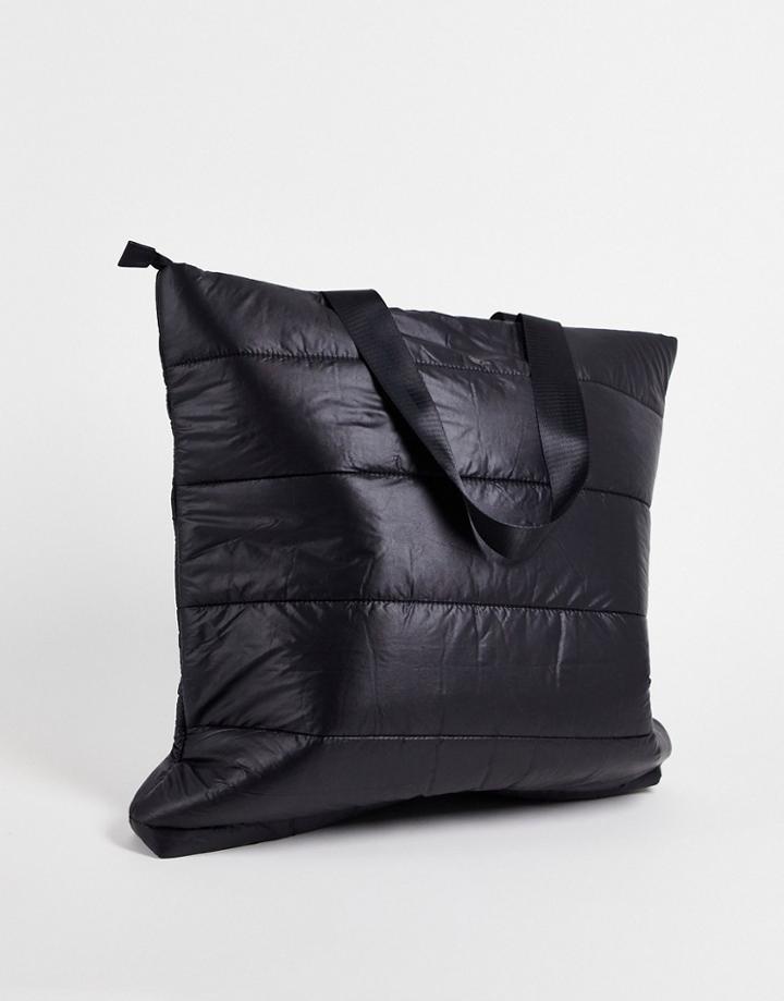 Svnx Quilted Nylon Tote In Khaki-green
