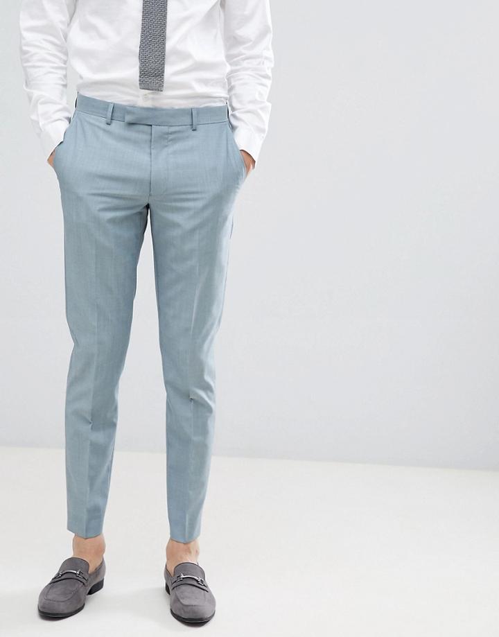 Moss London Skinny Wedding Suit Pants In Sage - Green