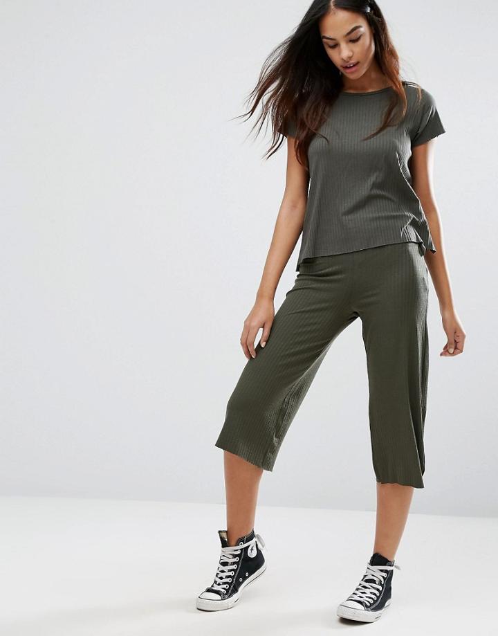Pull & Bear Khaki Culottes - Green