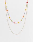 Pieces Beaded Layered Necklaces In Multi & Gold