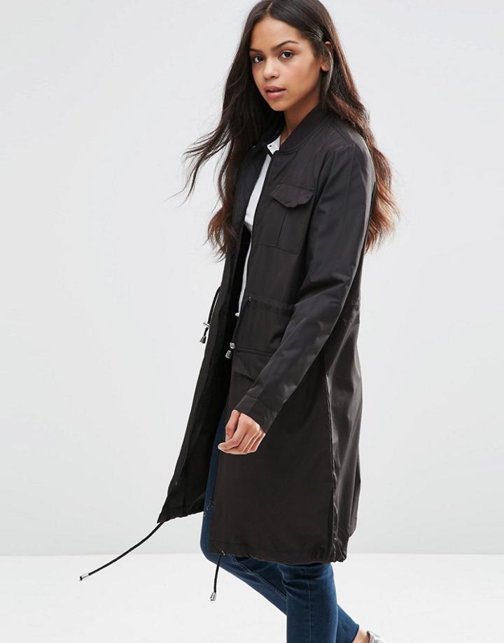 Brave Soul Plain Trench - Black