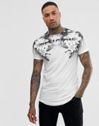 Religion Curved Hem T-shirt With Floral Print In White - White