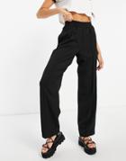 Topshop Twill Tailored Pants In Black