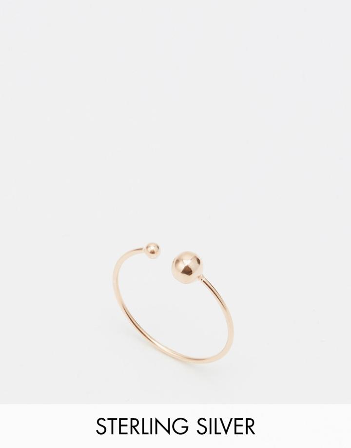 Asos Rose Gold Plated Sterling Silver Fine Open Bead Ring - Rose Gold