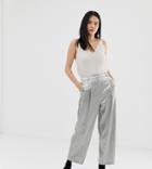 Miss Selfridge Straight Leg Pants In Silver