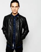Produkt Faux Leather Biker Jacket - Black