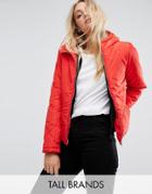Noisy May Tall Padded Cropped Jacket With Hood - Red