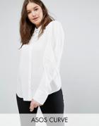 Asos Curve Blouse With Exaggerated Sleeve - White