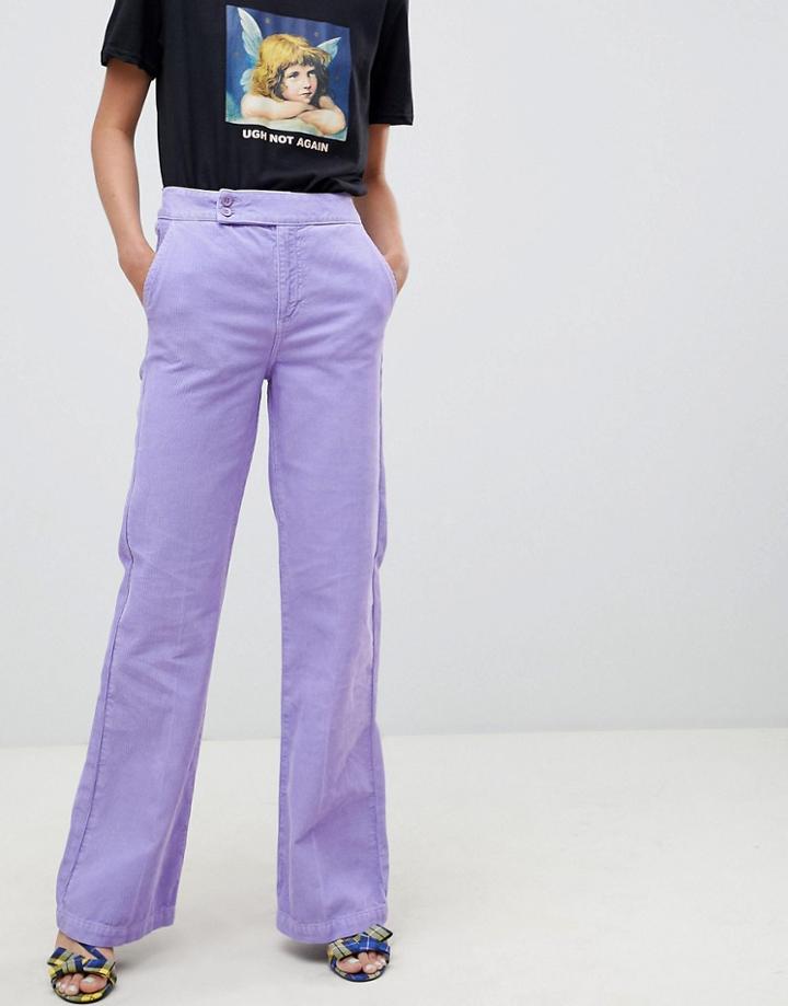 Asos Design Retro Full Length Flare Jeans In Lilac Cord - Purple