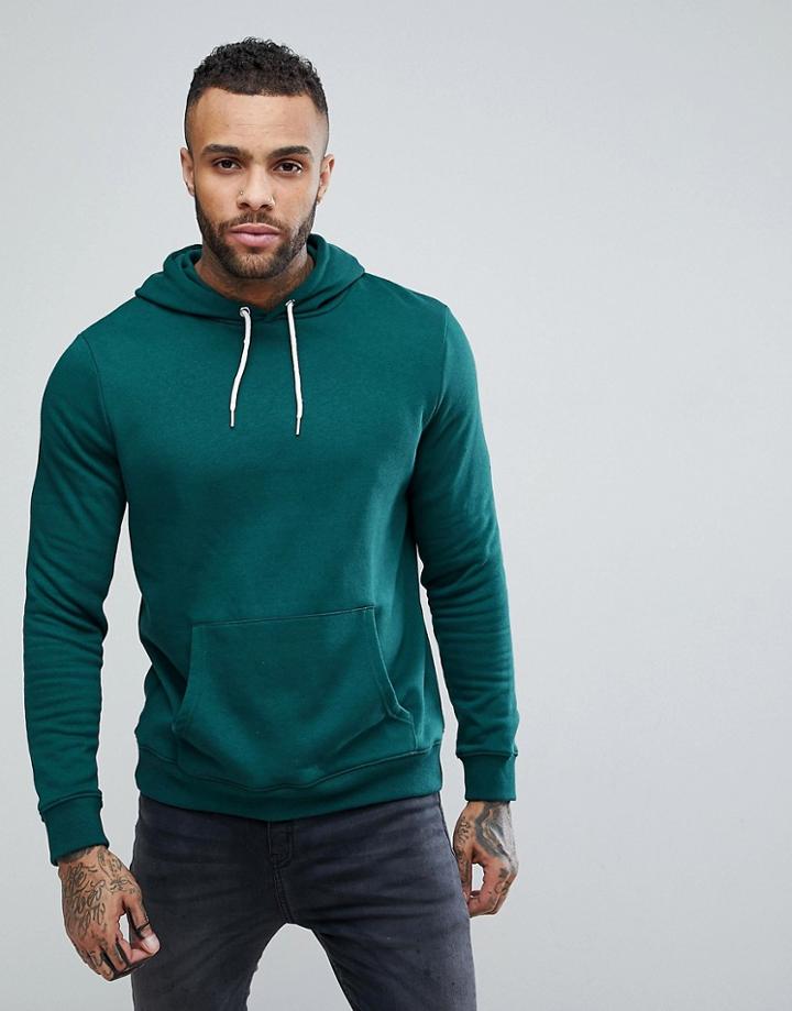New Look Hoodie In Dark Green - Green
