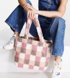 My Accessories London Sherpa Tote Bag In Pink Plaid