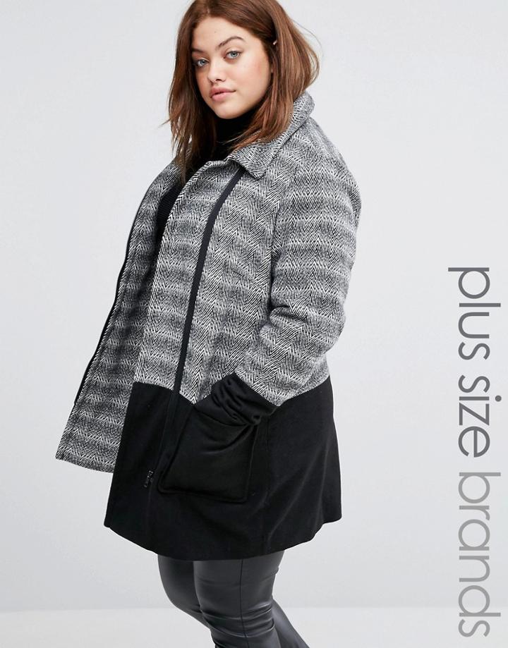 Junarose Zip Front Textured Jacket With Pockets - Multi