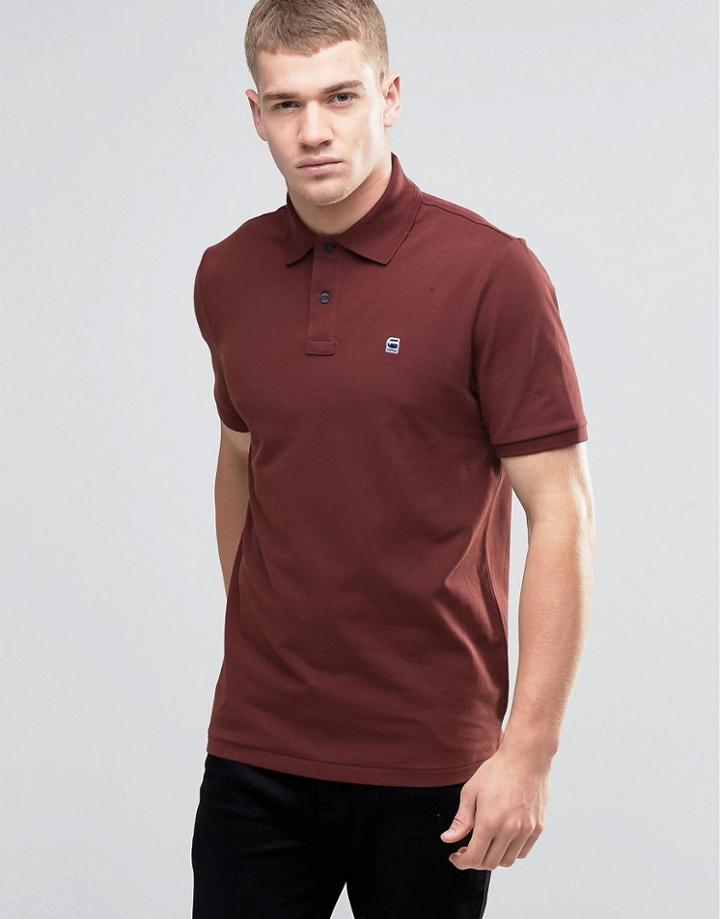 G-star Polo Shirt In Dark Bordeaux - Red