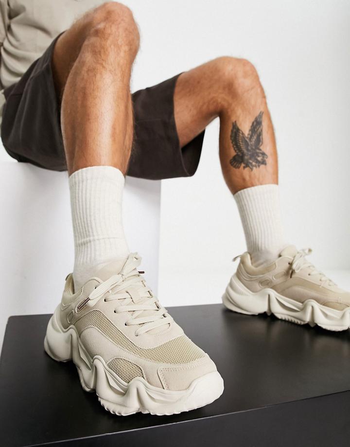 Public Desire Locke Chunky Sneakers In Beige-neutral