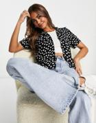 Miss Selfridge Resort Shirt In Mono Spot-black
