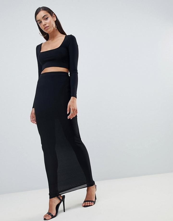 Missguided Slinky Midaxi Skirt - Black