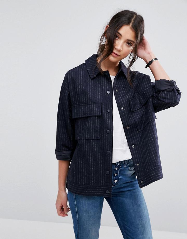 Native Youth Pinstripe Jacket - Navy