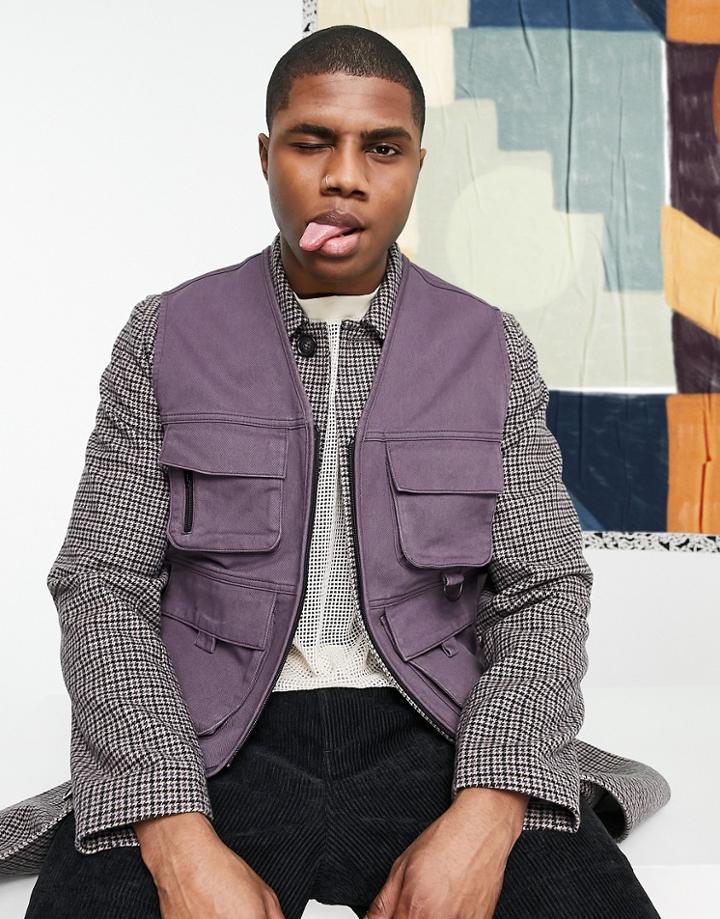 Asos Design Vest In Washed Purple