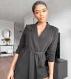 Asos Design Petite Jersey Wrap Suit Blazer In Black