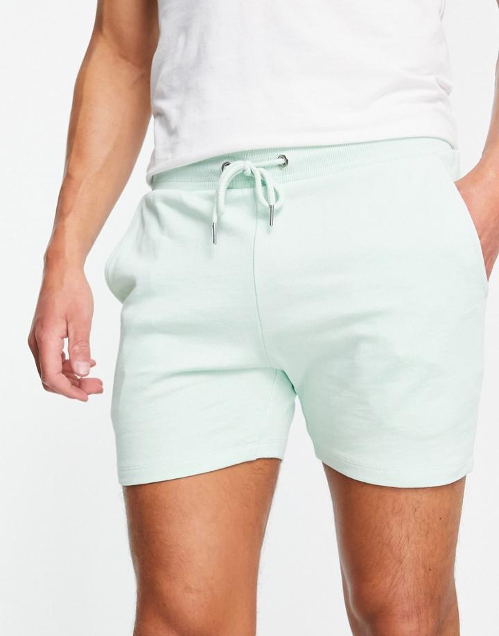 Asos Design Organic Jersey Skinny Shorts In Pastel Green