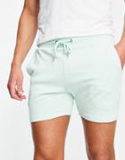 Asos Design Organic Jersey Skinny Shorts In Pastel Green