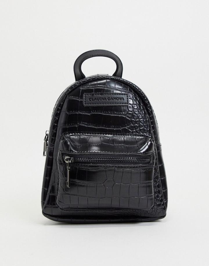 Claudia Canova Mini Mock Croc Backpack In Black