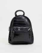 Claudia Canova Mini Mock Croc Backpack In Black