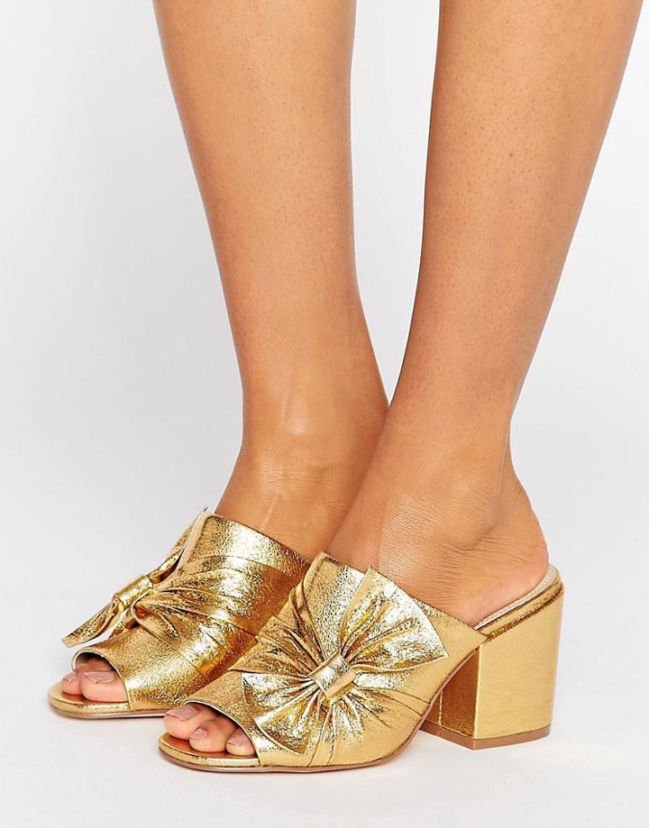 Asos Headliner Bow Detail Mule - Gold