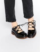 Truffle Collection Buk Tie Up Chunky Flat Shoes - Black Patent