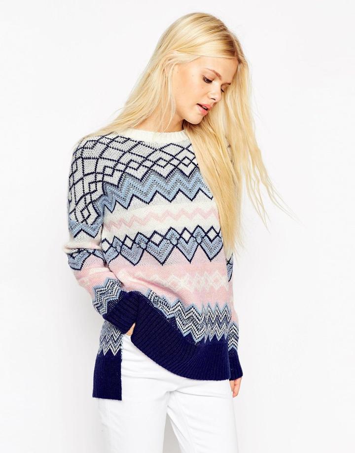 Asos Sweater In Chevron Pattern - Multi