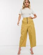 Asos Design Banana Leg Pant With Reverse Yoke Detail-yellow