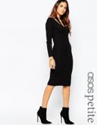 Asos Petite Midi Dress With Cable Cut Out Detail - Black