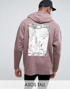 Asos Tall Oversized Longline Hoodie With Marble Print - Purple