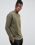 Selected Homme Sweatshirt With Dropped Shoulder - Green