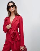 Vila Frill Detail Wrap Blazer - Red