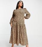 Never Fully Dressed Plus Lucia Deliah Animal Print Dress In Brown