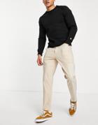 Asos Design Relaxed Fit Pants With Cut And Sew Panels In Beige-neutral