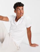 Jack & Jones Premium Polo With Chest Shield Logo In White