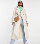 Asos Design Tall Chuck On Trench Coat In Natural-neutral