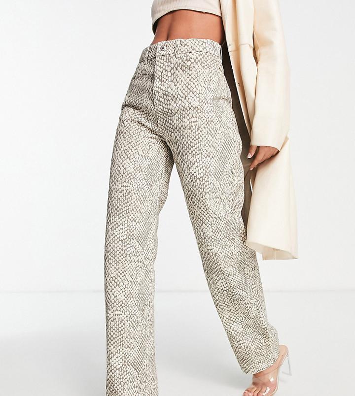 Asyou Dad Jeans In Snake Print-multi