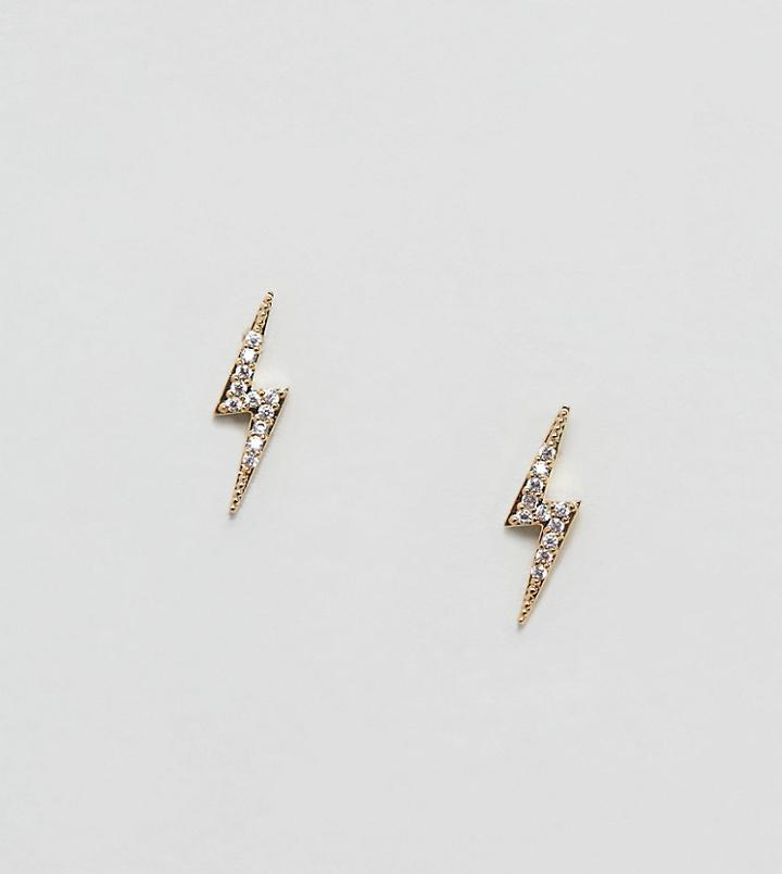 Estella Bartlett Lightning Bolt Stud Earrings In Gold - Gold