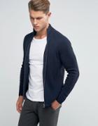 Jack & Jones Ribbed Funnel Neck Zipped Cardigan - Navy